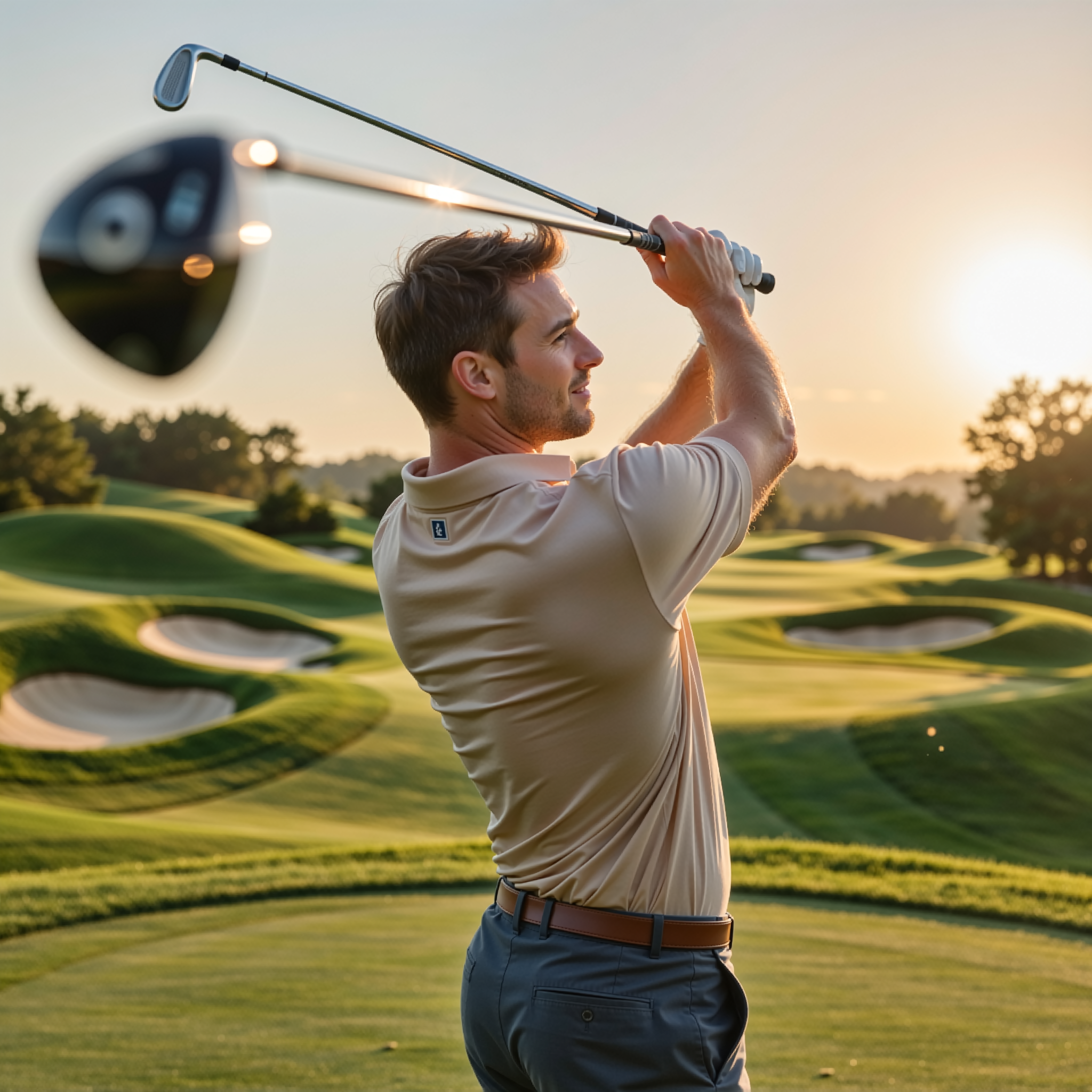 A golfer through the swing on the course